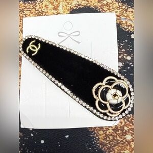 CC Velvet Black and Gold Hair Clip